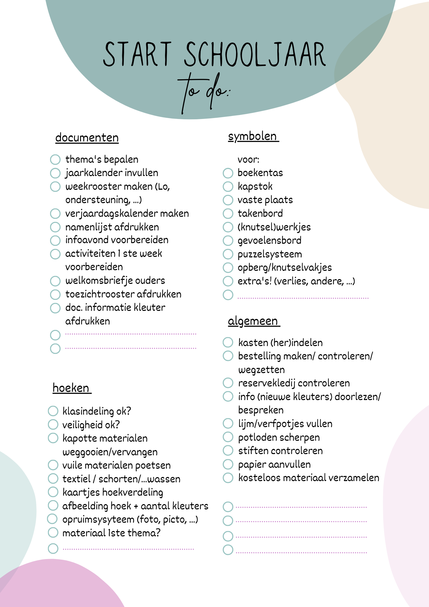 to do: start schooljaar